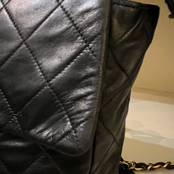 CHANEL Black Quilted Backpack with Gold Logo - Picture 5 of 16